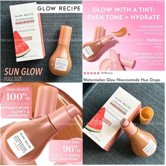 Glow Recipe Other - LIKE NEW GLOW RECIPE Watermelon Glow Niacinamide Hue Drops Sun Glow Dew Drops